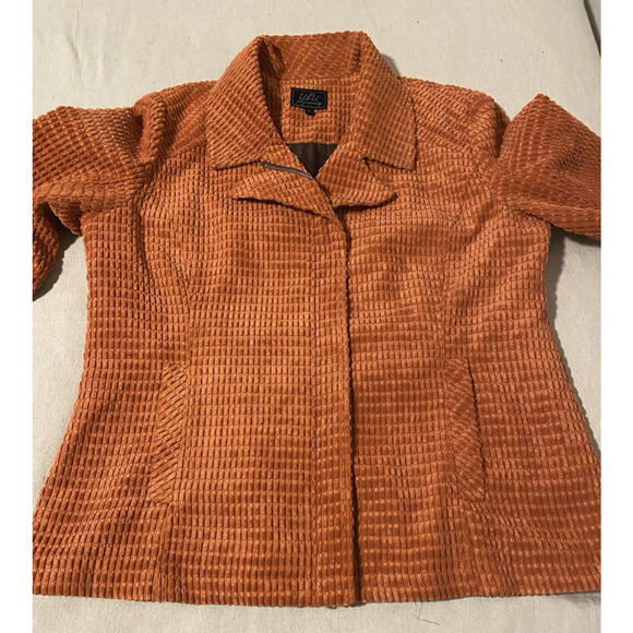 UBU Jacket Womens XL Extra-Large Orange Waffle Weave Cottage Core Fall Jacket - Picture 6 of 15